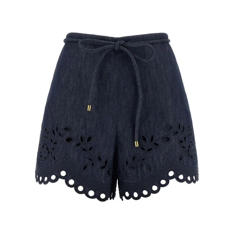 Blue Cotton Bermuda Shorts - Women