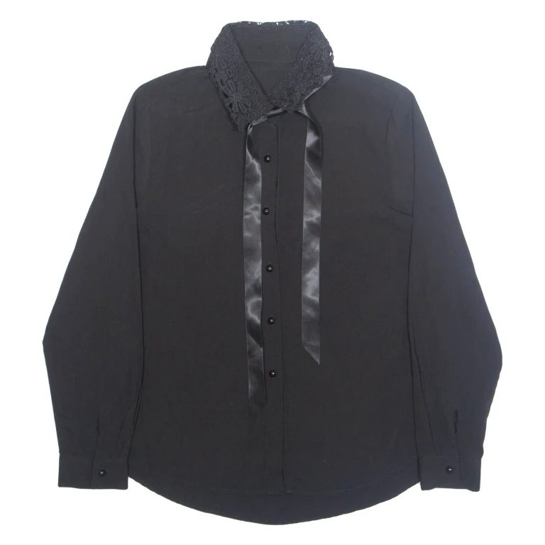 Womens Shirt Black Collared Long Sleeve M