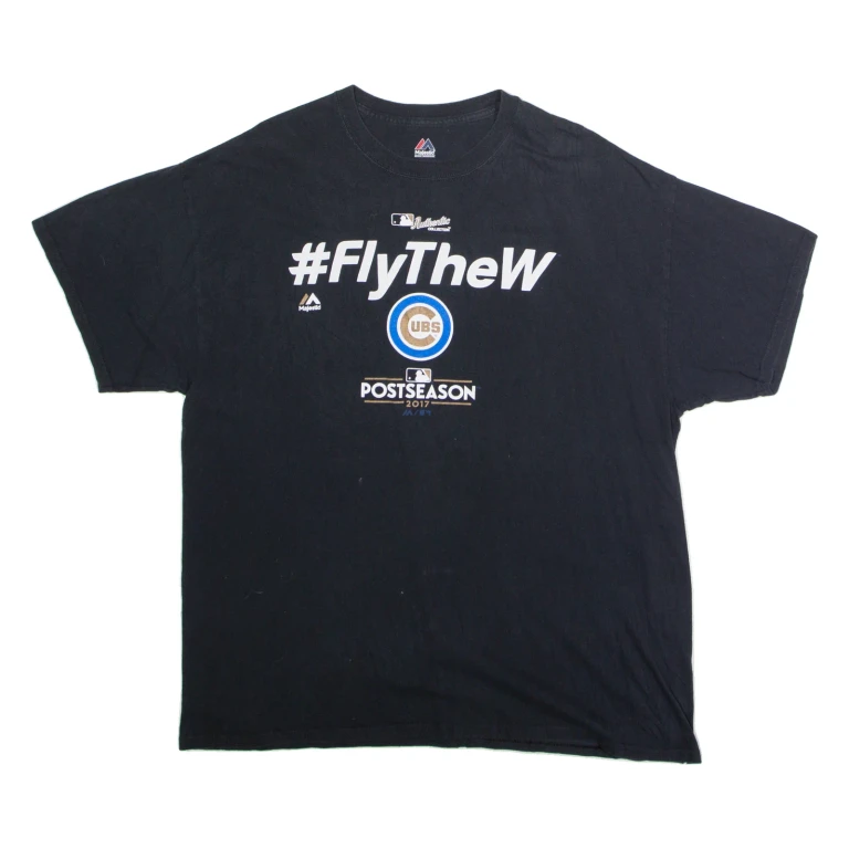 MAJESTIC Chicago Cubs 2017 Post Season #FlyTheW Mens T-Shirt Black USA XL