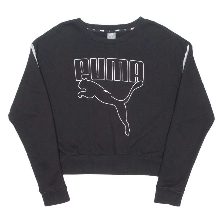 PUMA Cropped Womens Sweatshirt Black Crew Neck M (LL3-121124-4122)