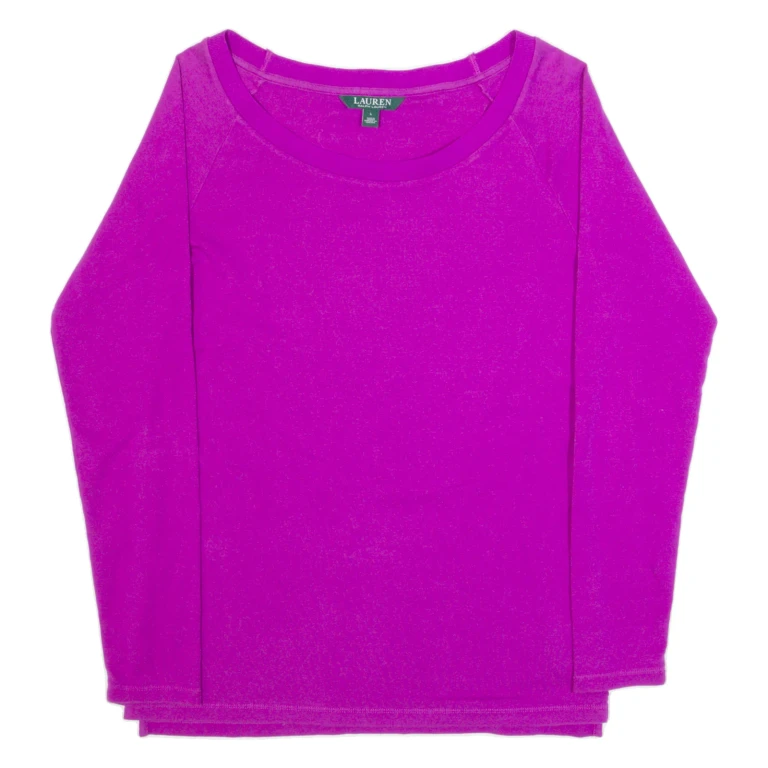 LAUREN RALPH LAUREN Womens T-Shirt Purple Long Sleeve L