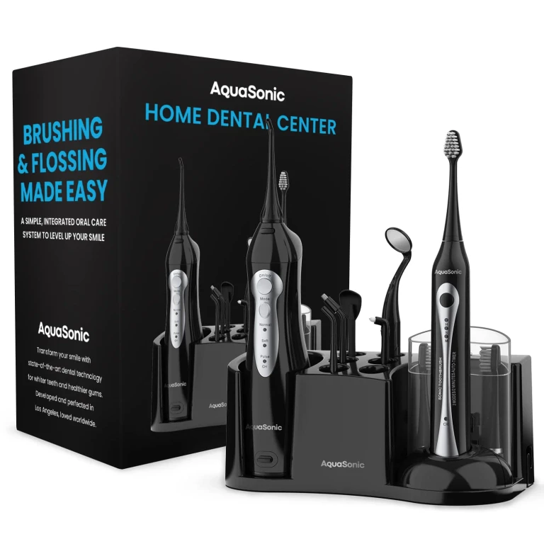 Home Dental Center Ultra Sonic Rechargeable Electric Toothbrush & Smart Water Flosser - Complete Family Oral Care System- Black