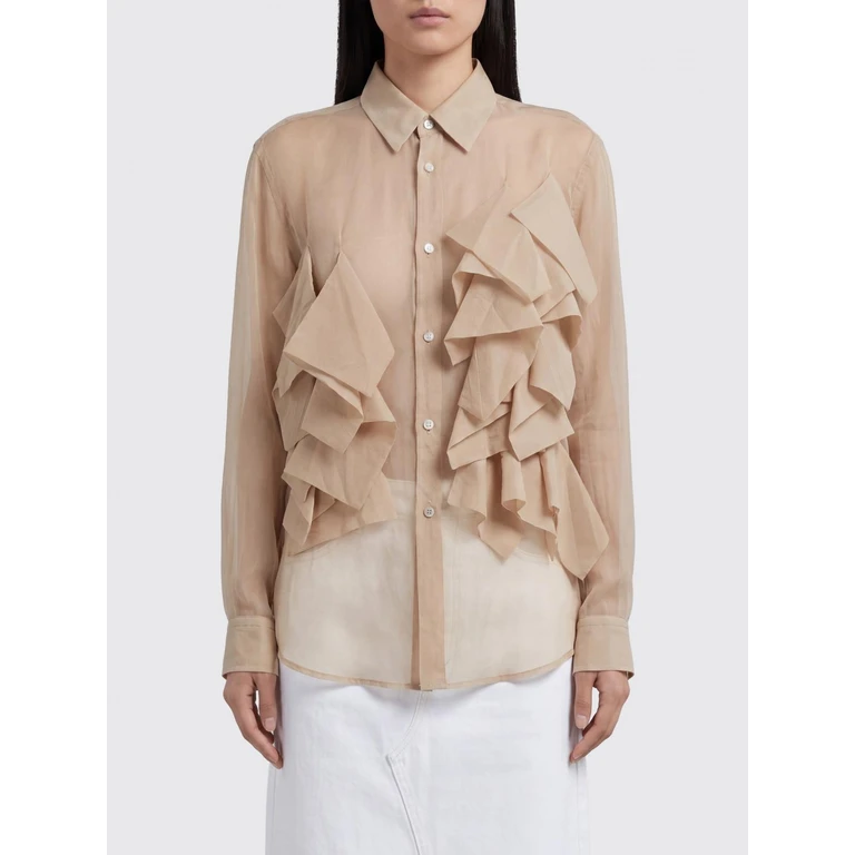 COMME DES GARÇONS Long-Sleeved Crêpe Shirt with Applied Ruffles (GQB0010512)