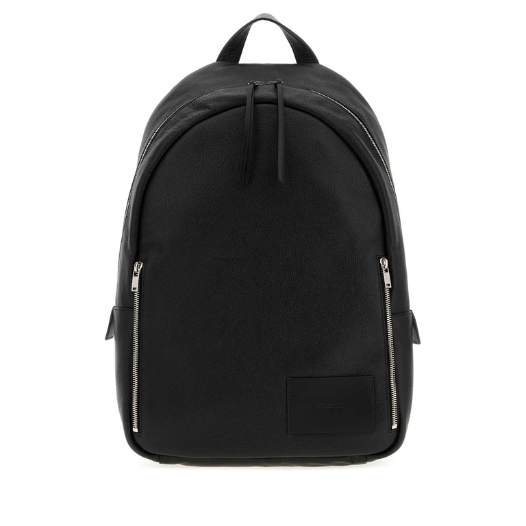 Black Leather Backpack 001 Zaini - Men