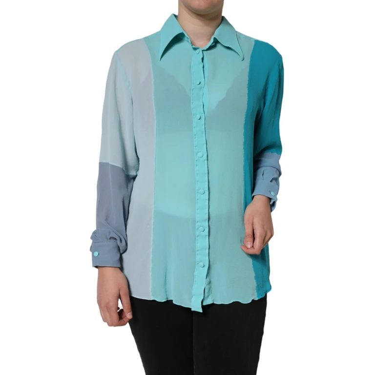 Dolce & Gabbana Multicolor Long Sleeve Button Blouse Top Silk - Women