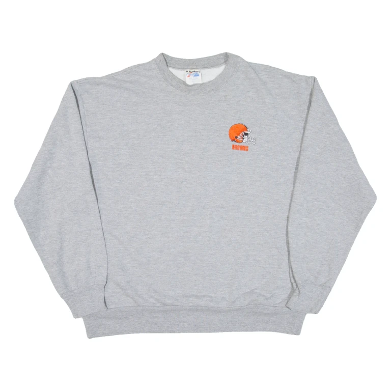 MAJESTIC Browns Mens Sweatshirt Grey 90s USA XL