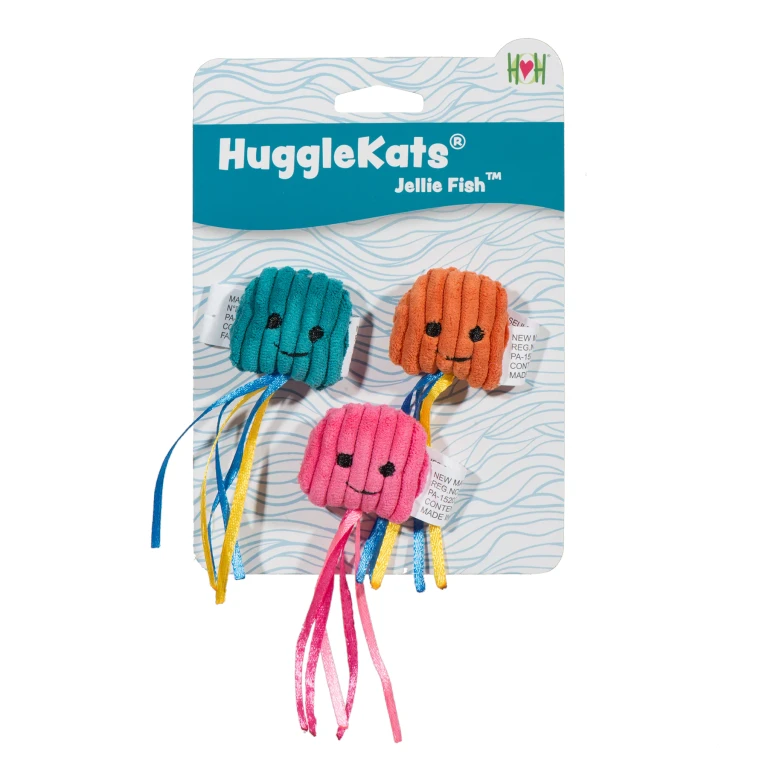 HuggleKats Jellie Fish Cat Toys, 3 Pack