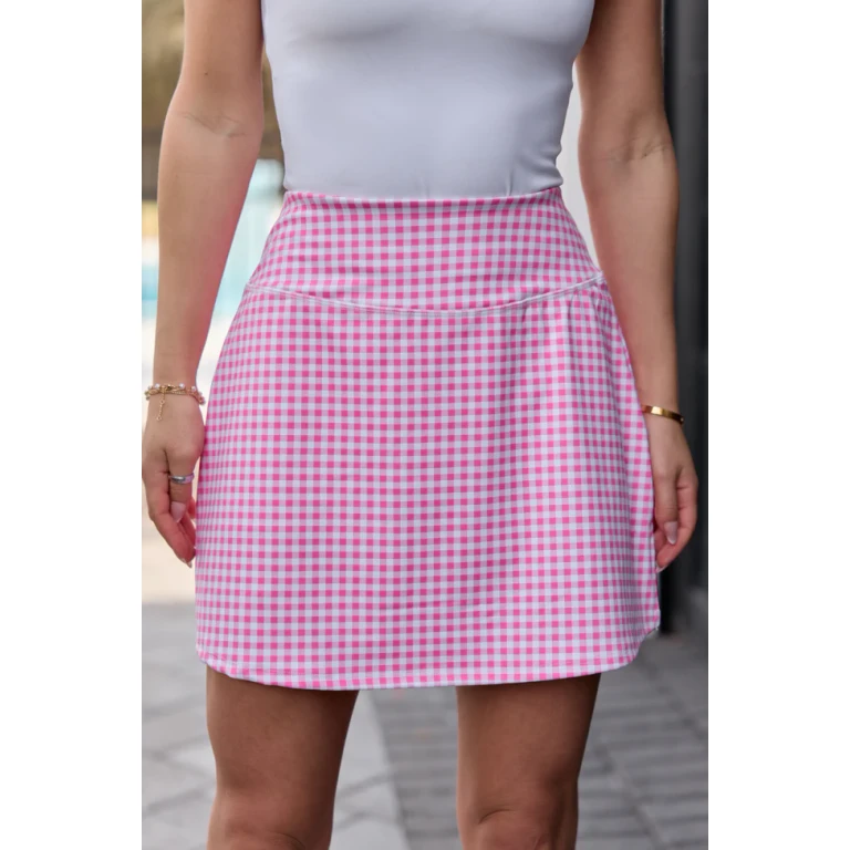 Active State Rose Gingham Pink Active Skirt