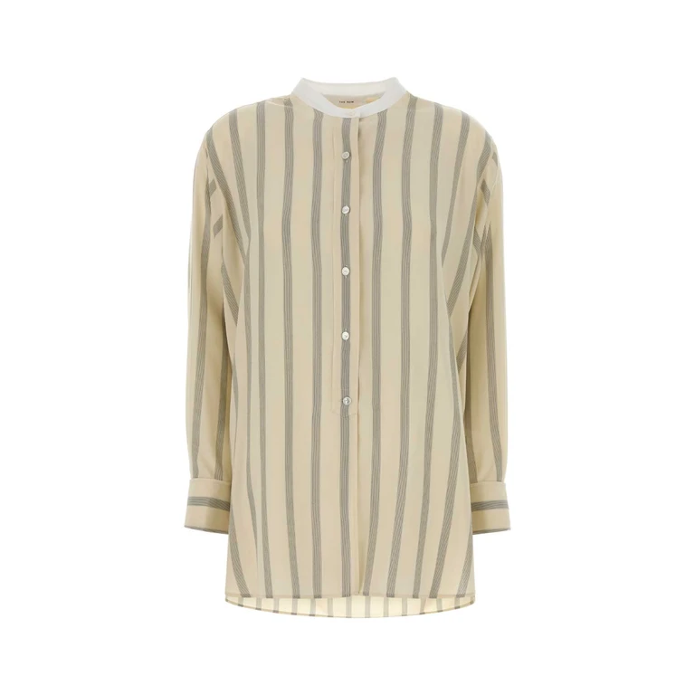 The Row Embroidered Silk Falco Shirt Whitewblack Exterior: Camicie - Women
