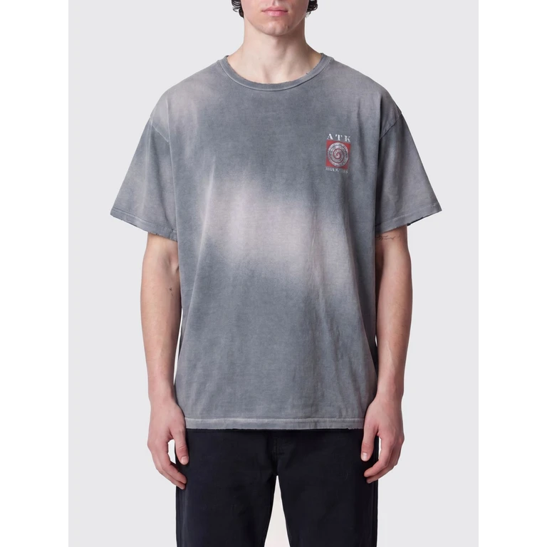 Abstract Logo Print Cotton T-Shirt with Dropped Shoulders (TOP003COBK)