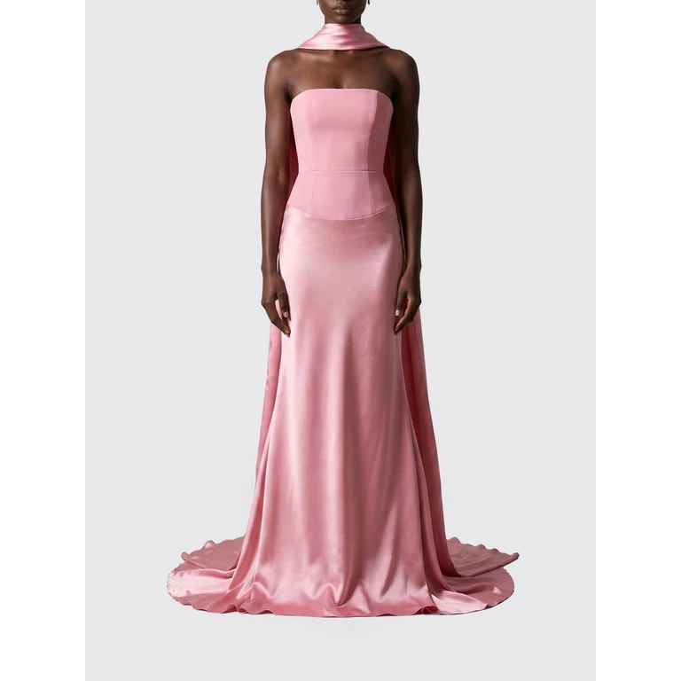 Off-The-Shoulder Corset Bodice Satin Long Evening Gown (OS48014DARKROSE)