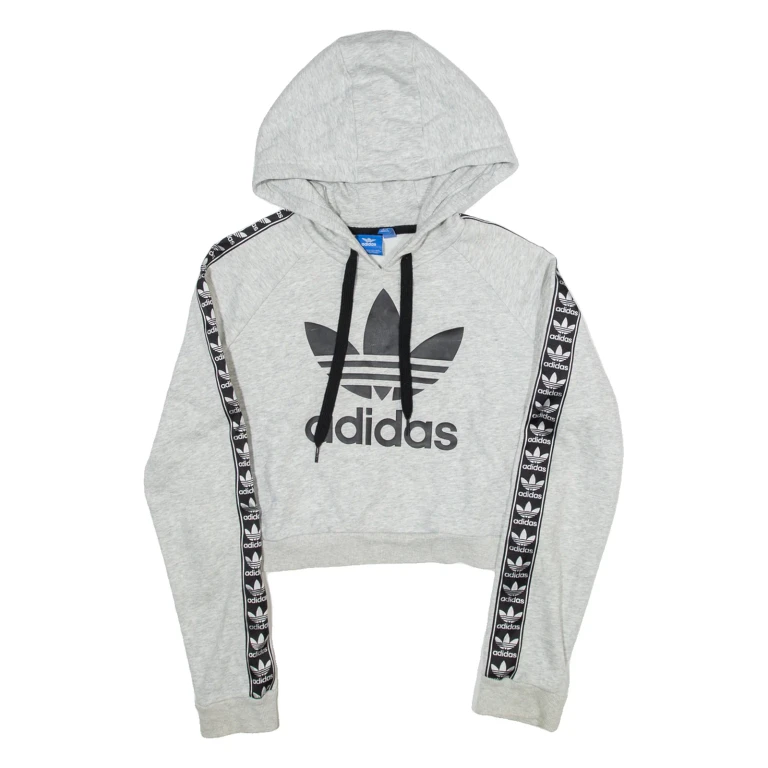 ADIDAS Cropped Womens Grey Hoodie UK 10