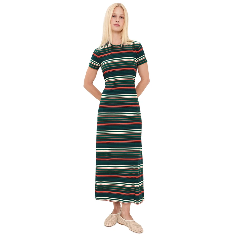 Proenza Schouler White Label Noelle Dress in Striped Jersey Spruce Multi L