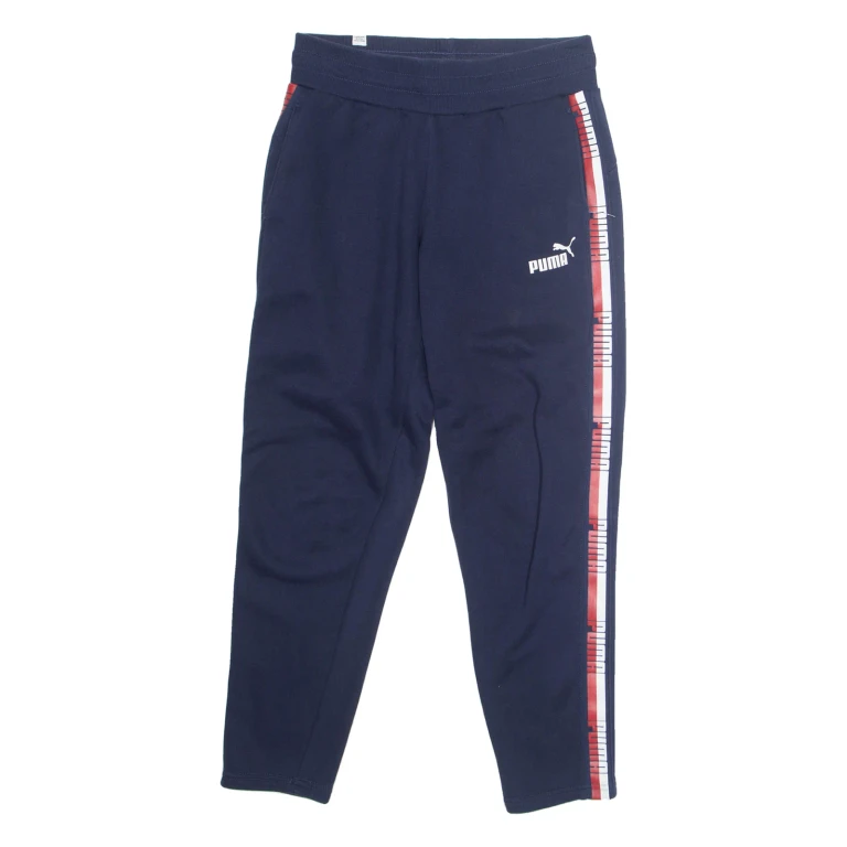 PUMA Womens Track Pants Blue Tapered UK 8 W28 L26