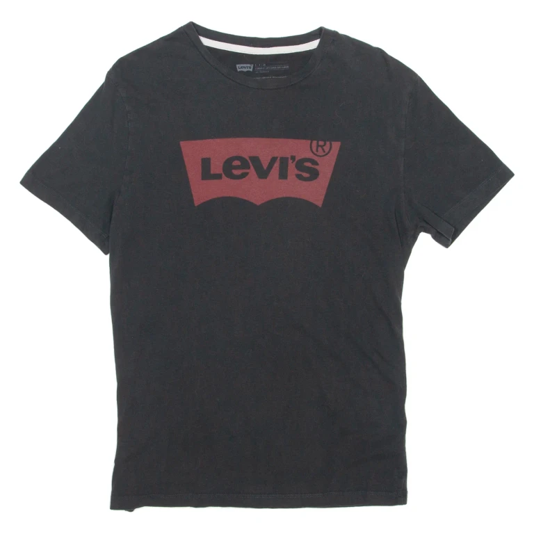 LEVI'S Mens T-Shirt Black Crew Neck S (EE1-281024-4987)
