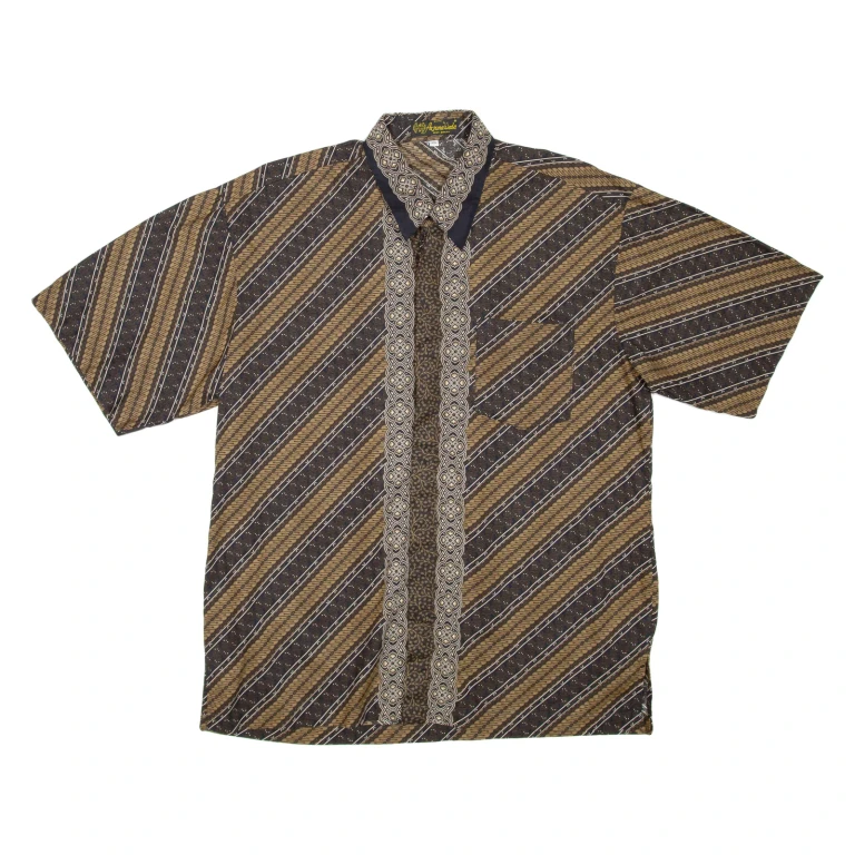 ARJUNA WEDA Mens Shirt Brown Striped 2XL