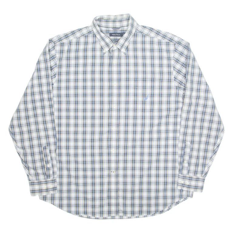 NAUTICA Mens Shirt Grey Check Long Sleeve XL
