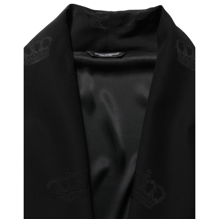 Dolce & Gabbana Black Silk Robe Men Wrap Coat Jacket Clothing - Men