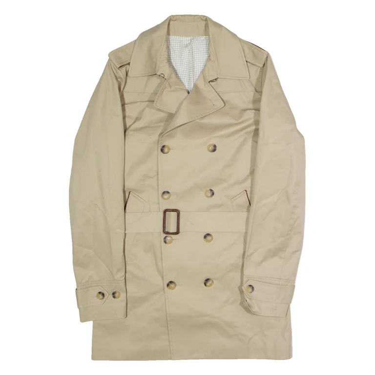 SANDRO Mens Trench Coat Beige Twill S