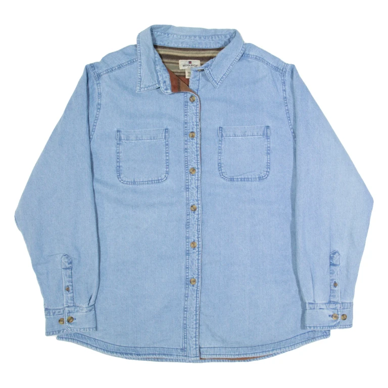 WOOLRICH Fleece Lined Womens Lumberjack Shirt Blue Long Sleeve XL