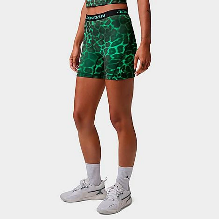 Nike Women's Jordan Sport Dri-FIT High-Waisted 5" All-over Print Shorts in Green Glow/Green Glow Size: XS