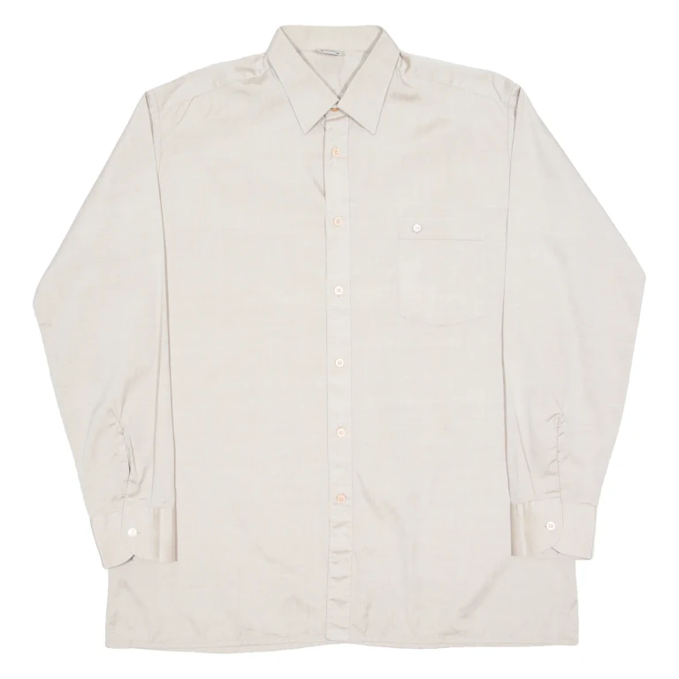 N41 Mens Plain Shirt Beige Long Sleeve XL