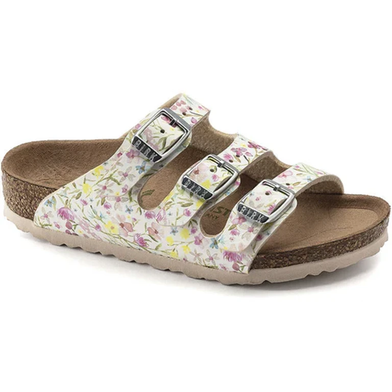 Florida Kids Vegan Nubuck Leather Watercolor Flower White