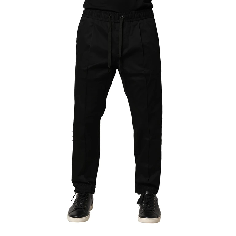 Dolce & Gabbana Black Cotton Mid Waist Jogger Pants Elastane - Men
