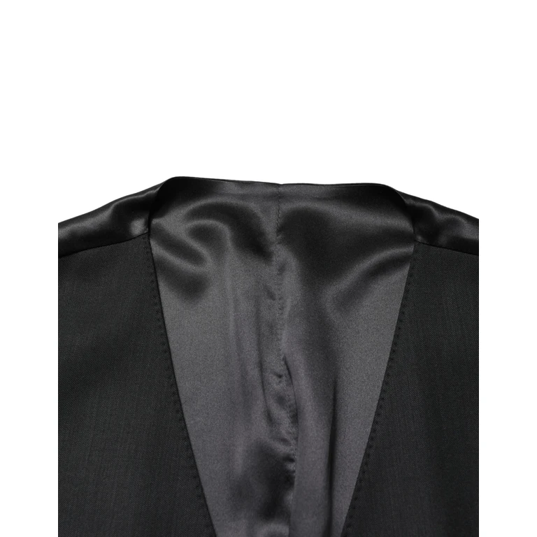 Dolce & Gabbana Black Wool Single Breasted Men Waistcoat Vest Virgin Silk Nylon Flax Clothing - Men