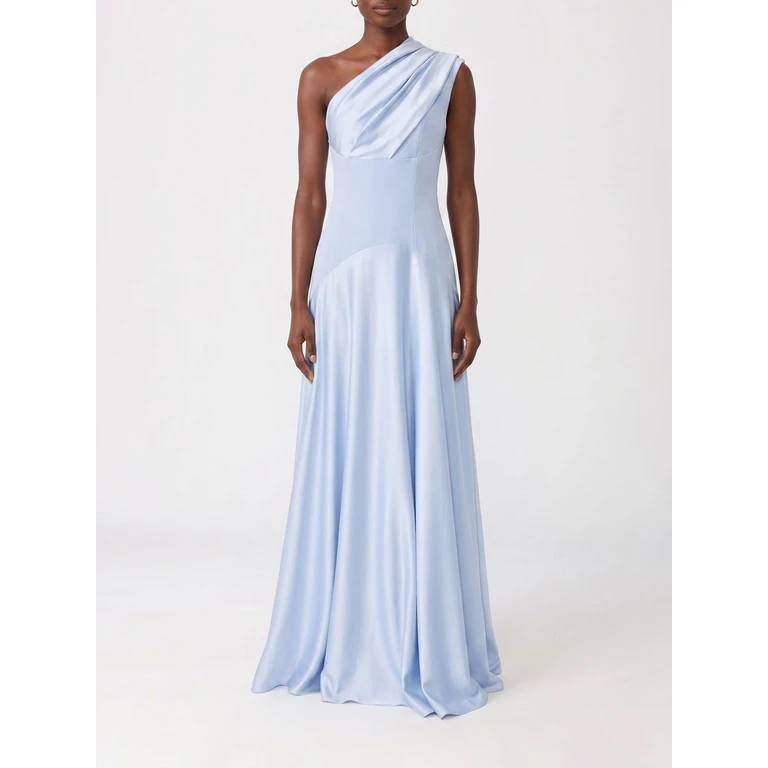 Gabriela One-Shoulder Draped Satin Long Evening Gown (OS48013LIGHTBLUE)
