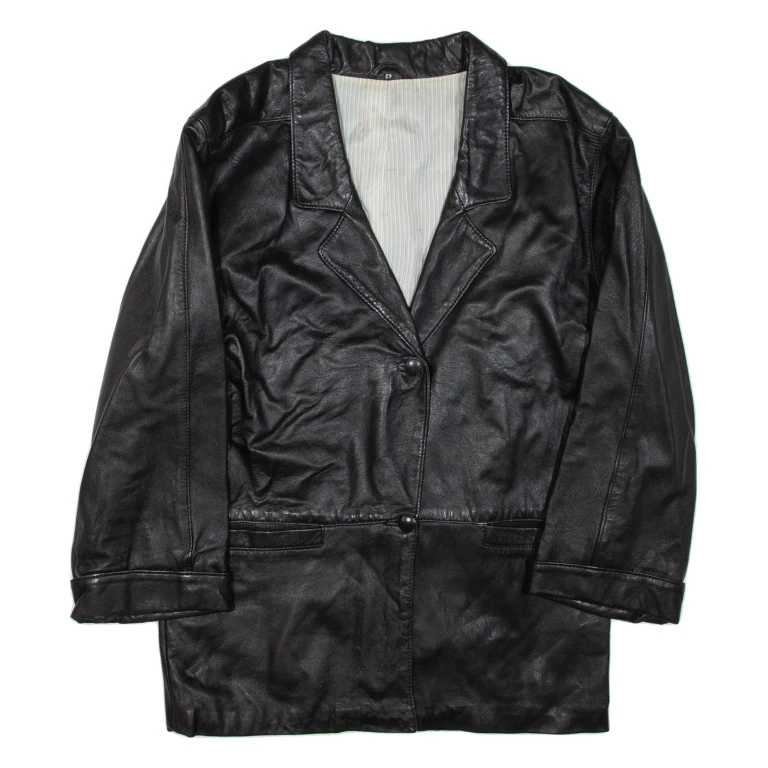Womens Blazer Jacket Black Leather L