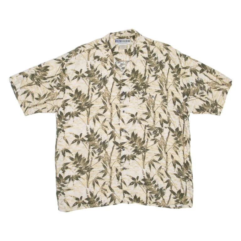 UNTIED Mens Hawaiian Shirt Green Floral L