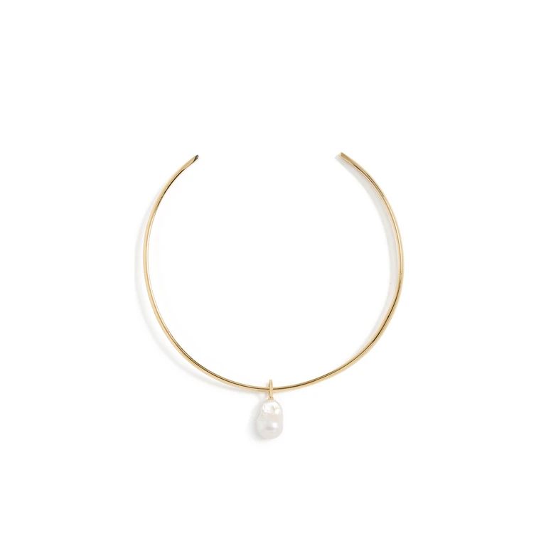 SHASHI Jones Cuff Necklace Gold/Pearl One Size