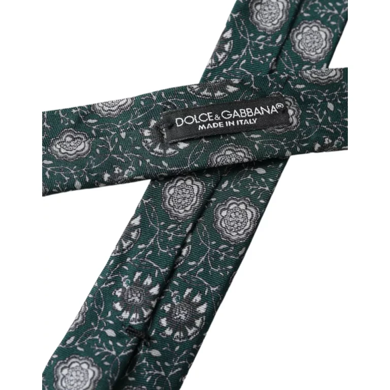Dolce & Gabbana Green Floral Print Silk Adjustable Men Tie - Men