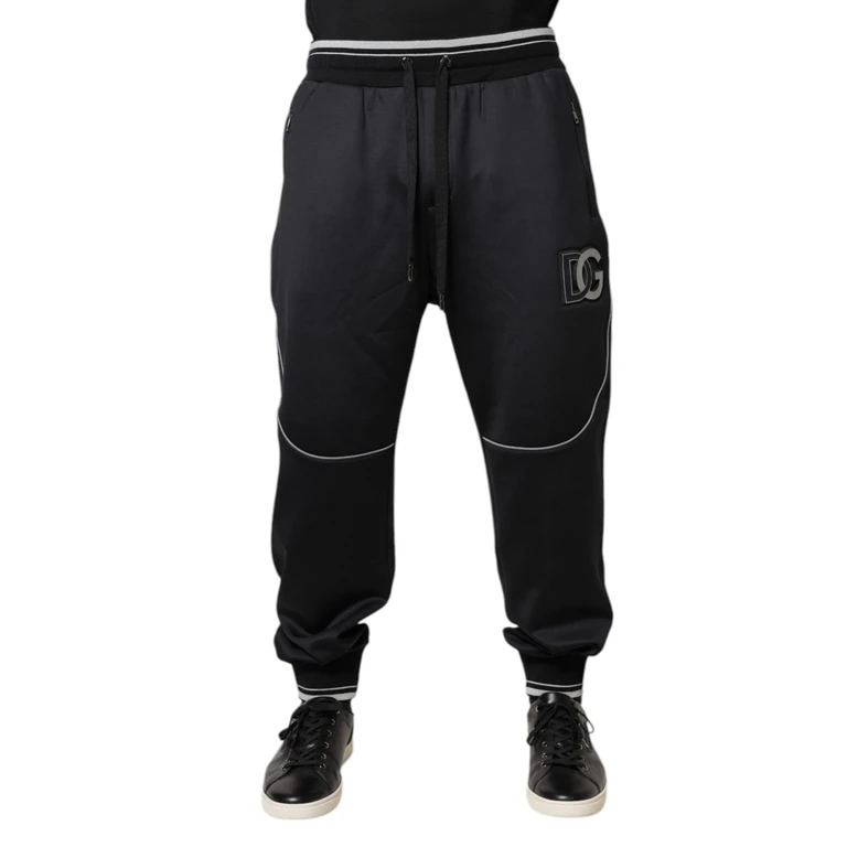 Dolce & Gabbana Black Polyester Logo Jogger Pants Elastane - Men