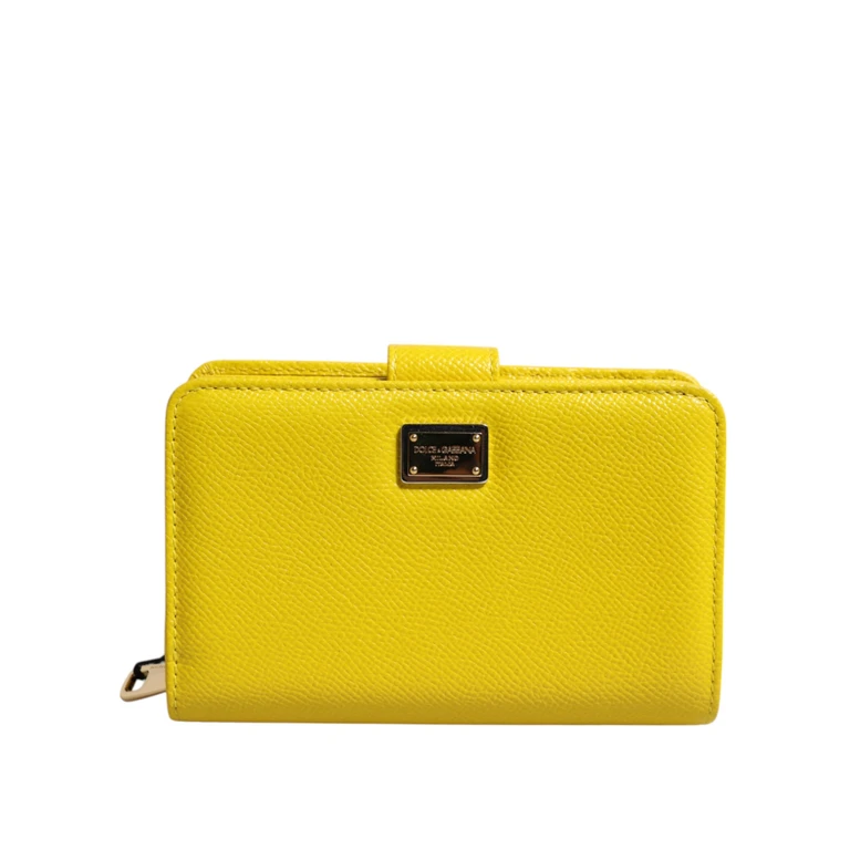 Yellow Leather Bifold Continental Clutch Wallet Calf - Women