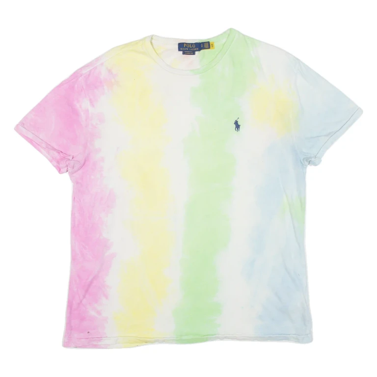 POLO RALPH LAUREN Womens Tie Dye T-Shirt Blue S