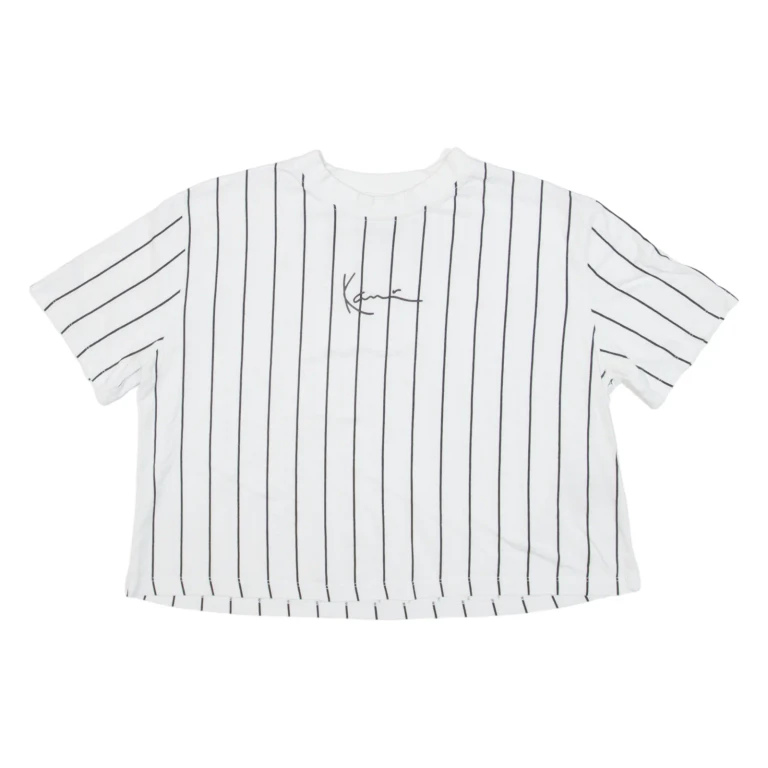 KARL KANI Cropped Striped Womens T-Shirt White XS