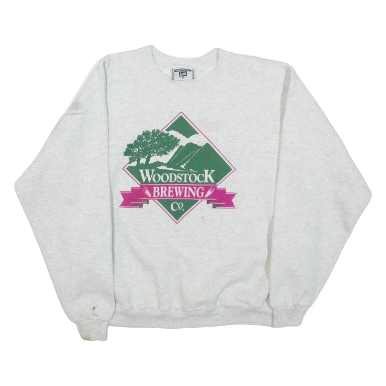 LEE Woodstock Brewing Co Mens Sweatshirt Grey Crew Neck USA XL