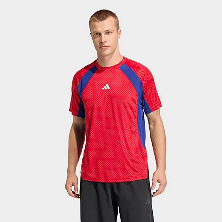 adidas Men's Tech Apparel FIFA World Cup 26 Training T-Shirt in Pure Ruby/Mystery Ink Size: Small