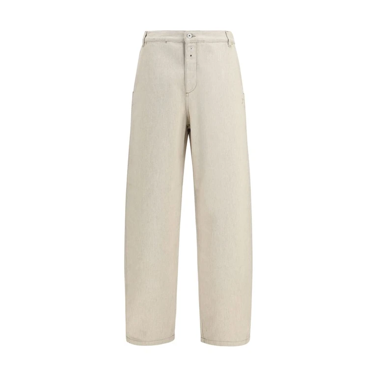 Beige Cotton Casual Pants - Men