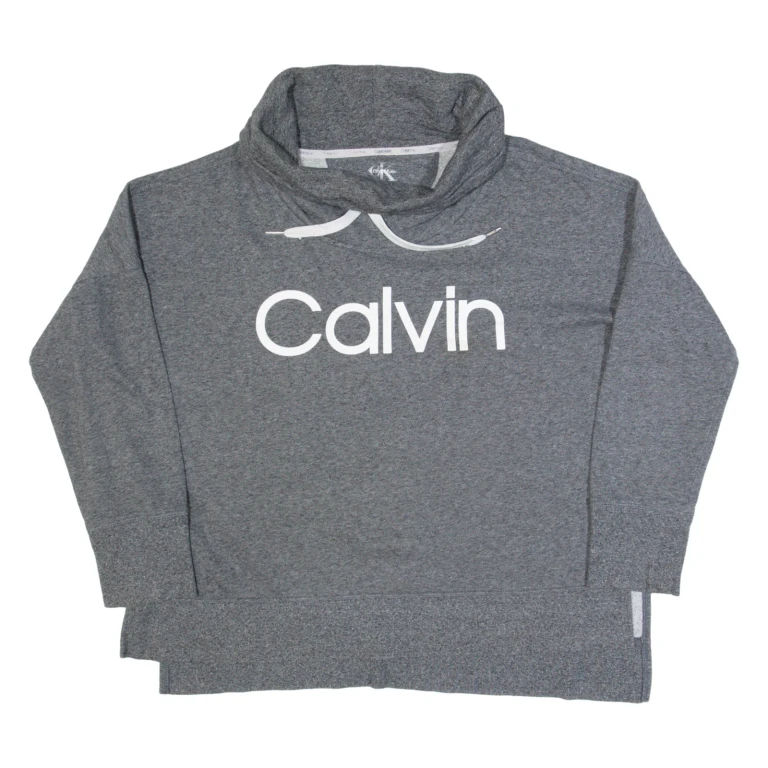 CALVIN KLEIN Womens Sweatshirt Grey Roll Neck XL