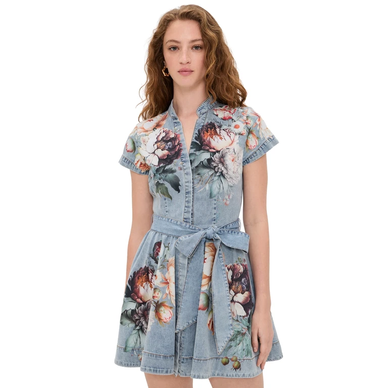 ALICE + OLIVIA Lucy Mini Denim Shirt Dress Sierra Vintage/Multi 8