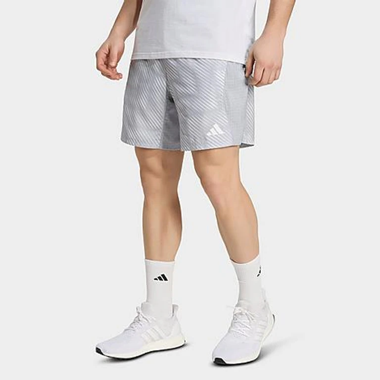 adidas Men's Tech Intensity Allover Print Training Shorts in Halo Silver/Black Size: S 5