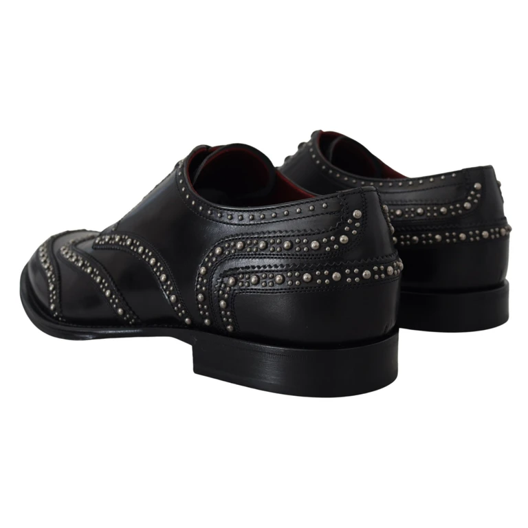 Dolce & Gabbana Black Leather Derby Dress Studded Shoes - Men