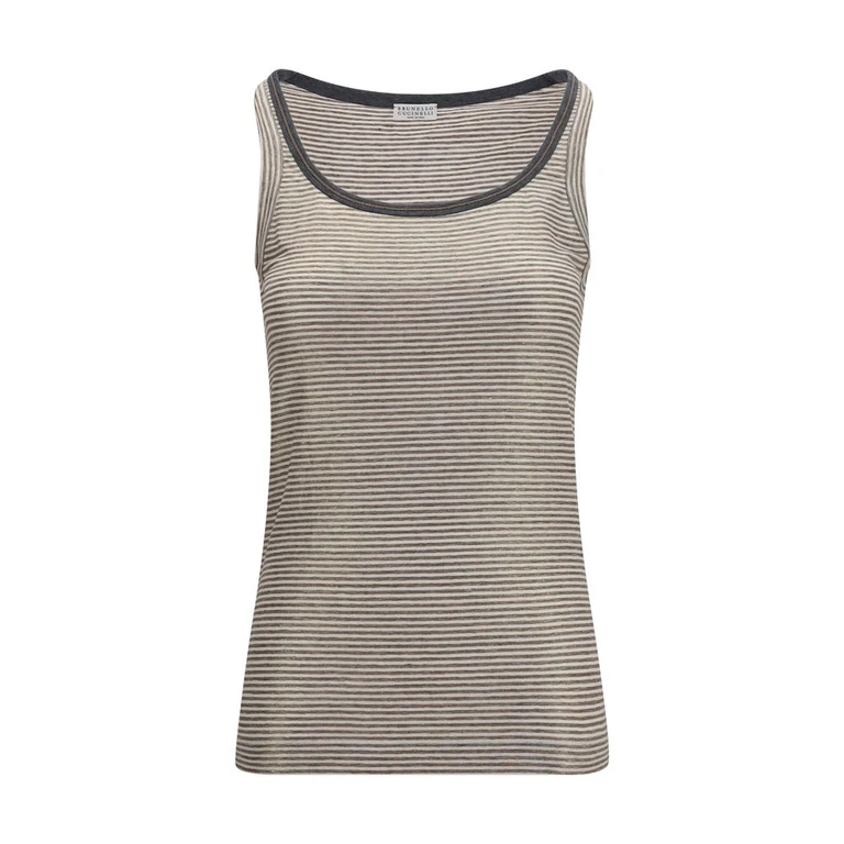Brunello Cucinelli Beige Linen Tank Tops - Women