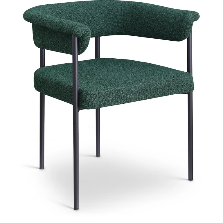 Malin Green Boucle Upholstered Dining Chair, Set of 2