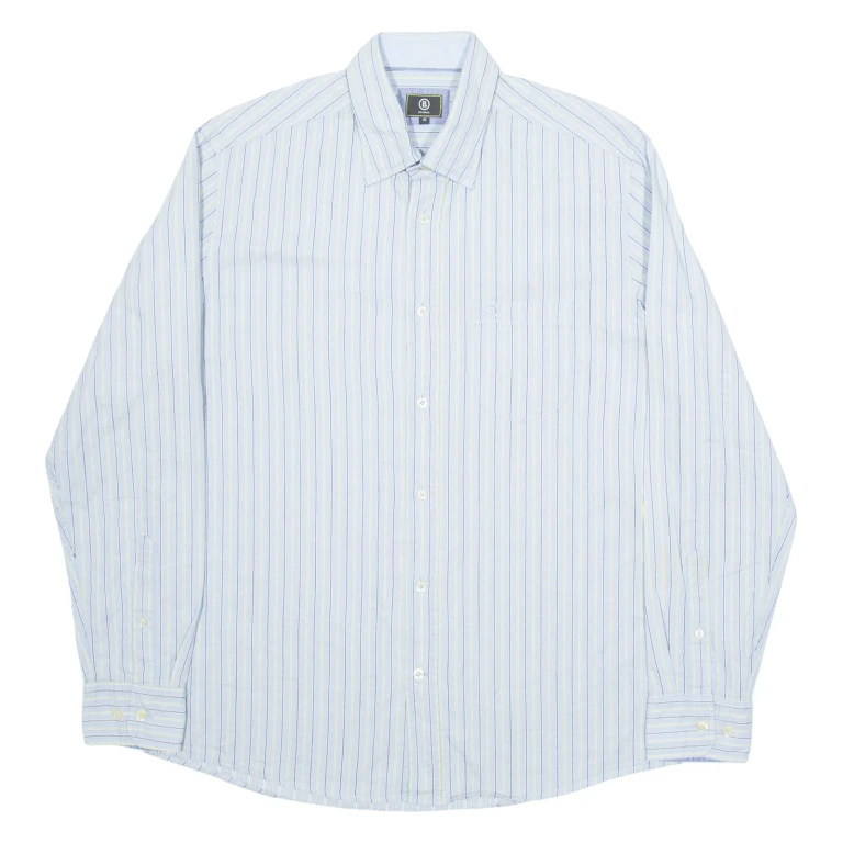 BOGNER Mens Shirt Blue Striped Long Sleeve L