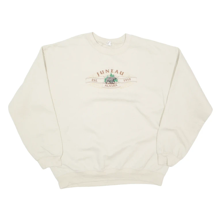 GILDAN Alaska Womens Sweatshirt Cream USA M