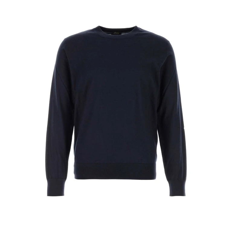 Brioni Midnight Blue Cashmere Blend Sweater Navyblue Exterior: Silk Maglieria - Men